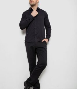 Рубашка мужская однотонная, цвет черный, 186R6917-1