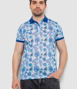 Поло мужское с принтом, цвет сине-молочный, 247R311