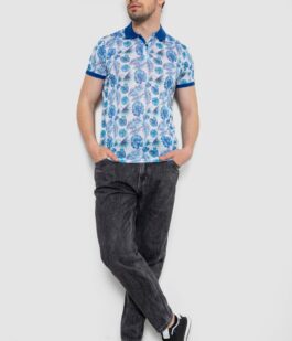 Поло мужское с принтом, цвет сине-молочный, 247R311