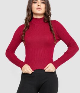 Водолазка женская в рубчик, цвет бордовый, 214R91306