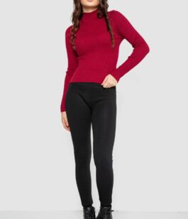 Водолазка женская в рубчик, цвет бордовый, 214R91306