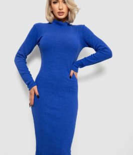 Платье однотонное в рубчик, цвет синий, 257R701