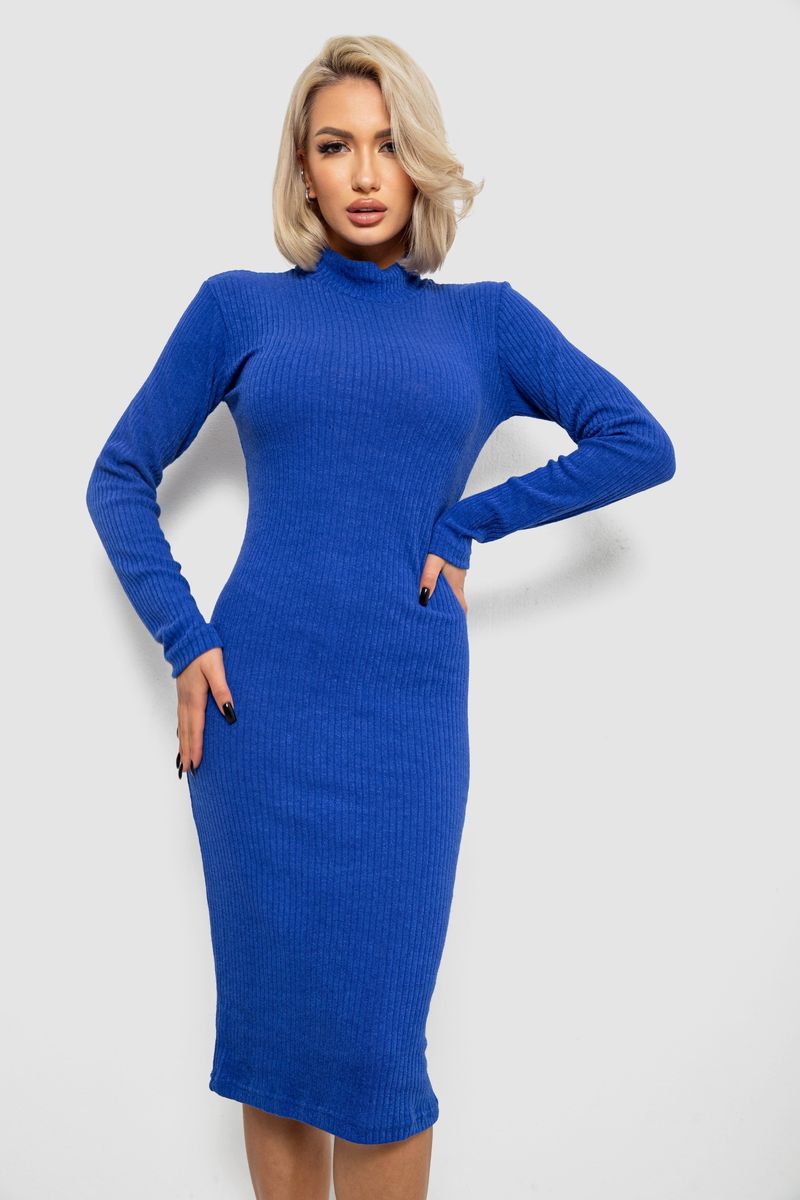 Платье однотонное в рубчик