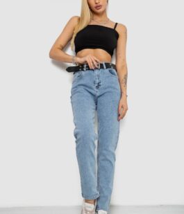 Джинсы женские MOM стрейч, цвет голубой, 244R00266