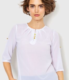 Блуза однотонная, цвет белый, 230R1121-1