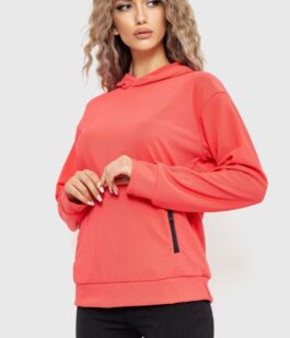 Худи женский с капюшоном, цвет коралловый, 182R8030