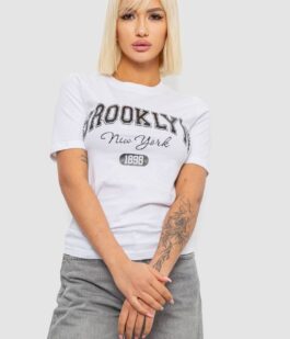 Футболка женская с принтом, цвет белый, 241R137