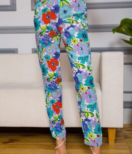 Женские брюки на резинке, мятного цвета с узором, 172R076-1