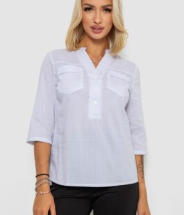 Блуза однотонная, цвет белый, 230RP-96-1