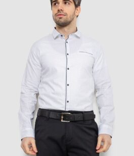 Рубашка мужская однотонная с принтом, цвет белый, 186R2025