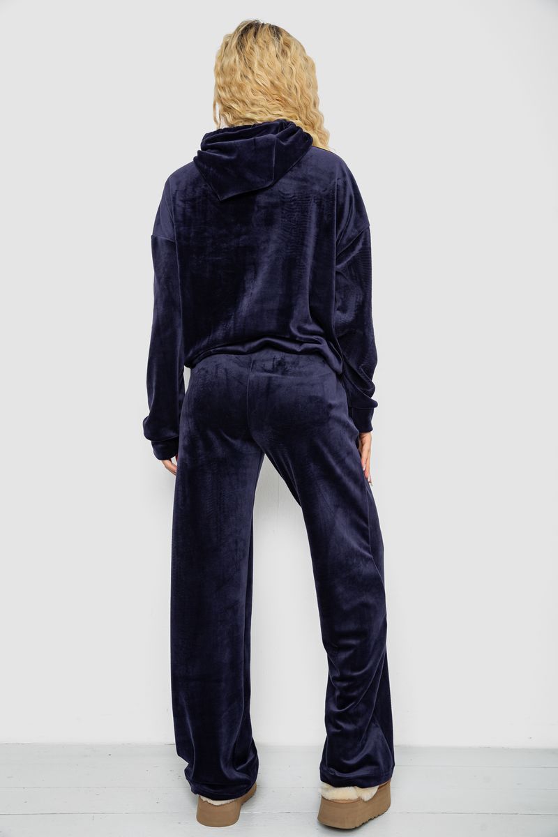 Спортивный костюм женский велюровый, цвет темно-синий, 241R2001-20 — изображение 4