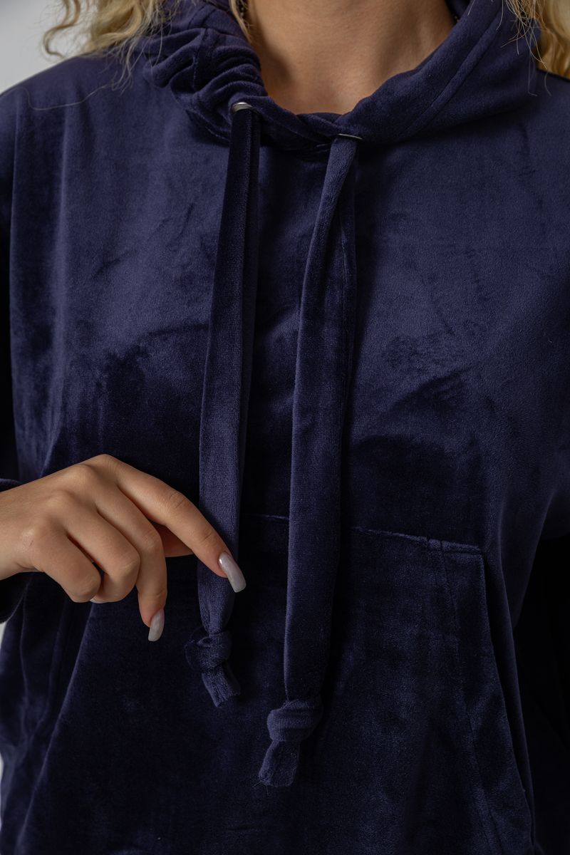 Спортивный костюм женский велюровый, цвет темно-синий, 241R2001-20 — изображение 6