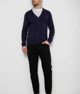 Кофта мужская на пуговицах, цвет темно-синий, 238R18004