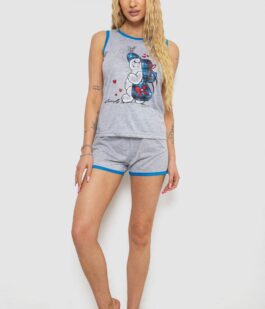 Пижама женская с принтом, цвет серо-голубой, 238RB40