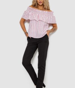 Блуза в полоску, цвет бело-красный, 244R302-1