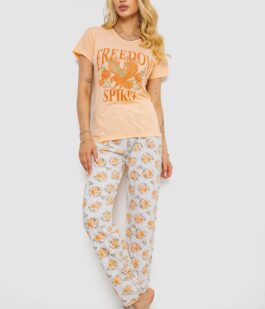 Пижама женская с принтом, цвет персиковый, 243R2526