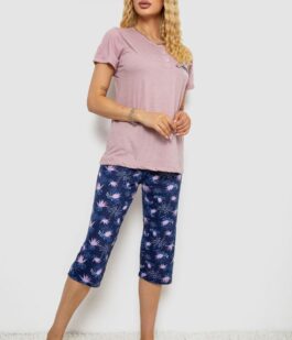 Пижама женская с принтом, цвет пудровый, 243R10248