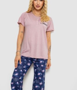 Пижама женская с принтом, цвет пудровый, 243R10248