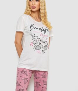 Пижама женская с принтом, цвет молочный, 243R10311