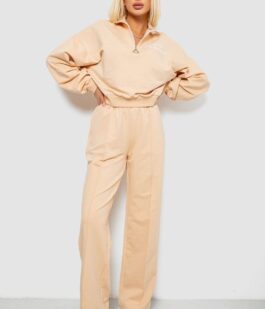 Спортивный костюм женский с принтом, цвет бежевый, 244R1061AG