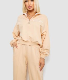 Спортивный костюм женский с принтом, цвет бежевый, 244R1061AG
