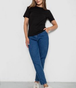 Футболка женская однотонная, цвет черный, 238R111-1