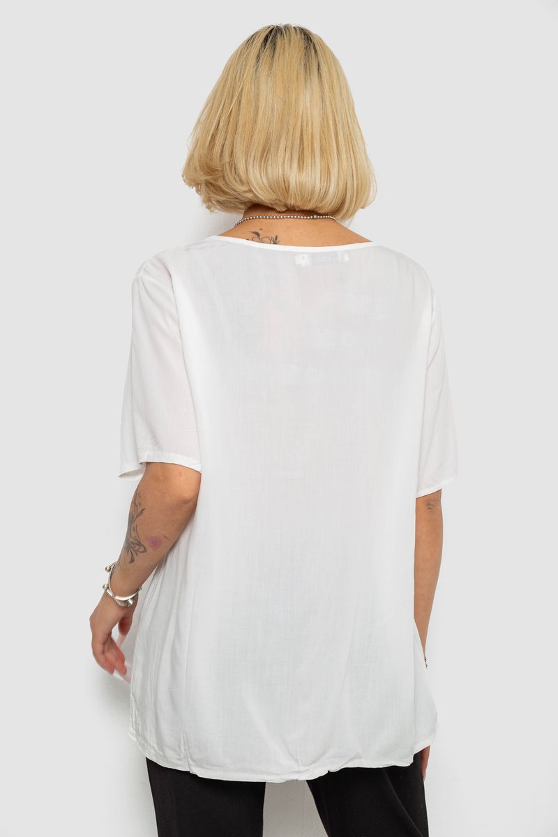 Блуза женская однотонная, цвет молочный, 244RM208 — изображение 4