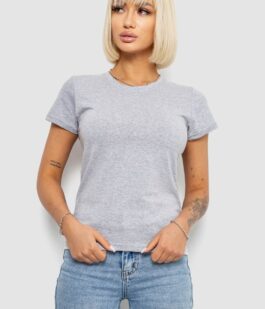 Футболка женская однотонная, цвет серый, 129R8900