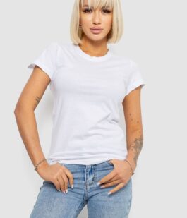 Футболка женская однотонная, цвет белый, 129R8900