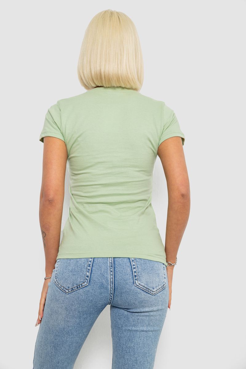 Футболка женская однотонная, цвет оливковый, 129R8900 — изображение 4