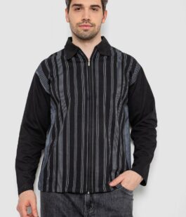 Кофта мужская на молнии в полоску, цвет черный, 238R123