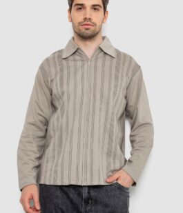 Кофта мужская на молнии в полоску, цвет оливковый, 238R123