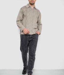 Кофта мужская на молнии в полоску, цвет оливковый, 238R123