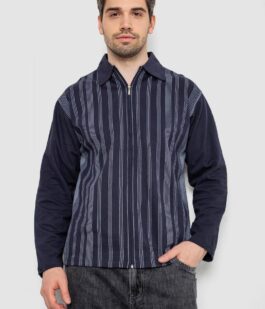 Кофта мужская на молнии в полоску, цвет темно-синий, 238R123