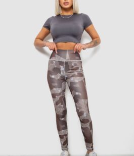 Лосины женские с принтом, цвет коричневый, 214R090