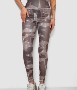Лосины женские с принтом, цвет коричневый, 214R090