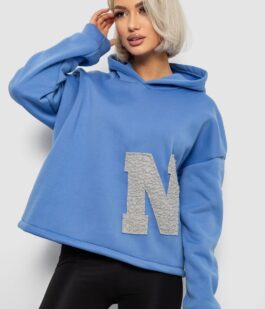 Худи женский с капюшоном на флисе, цвет голубой, 257R335