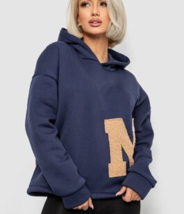 Худи женский с капюшоном на флисе, цвет синий, 257R335