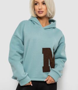 Худи женский с капюшоном на флисе, цвет светло-оливковый, 257R335