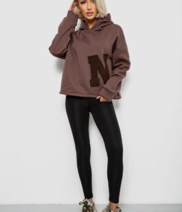 Худи женский с капюшоном на флисе, цвет коричневый, 257R335