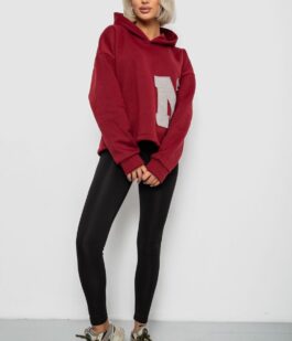 Худи женский с капюшоном на флисе, цвет бордовый, 257R335