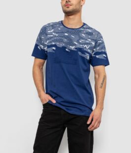 Футболка мужская с принтом, цвет синий, 244R2917