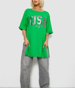 Футболка женская с принтом, цвет зеленый, 244R2022-5