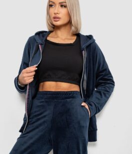 Спортивный костюм женский велюровый, цвет синий, 257R4122