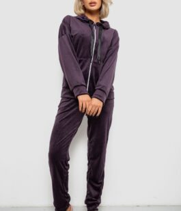 Спортивный костюм женский велюровый, цвет темно-сливовый, 257R4122