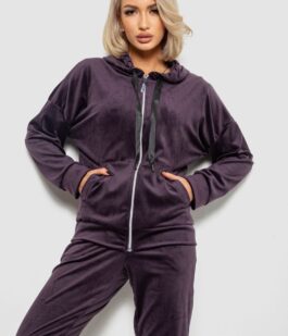 Спортивный костюм женский велюровый, цвет темно-сливовый, 257R4122