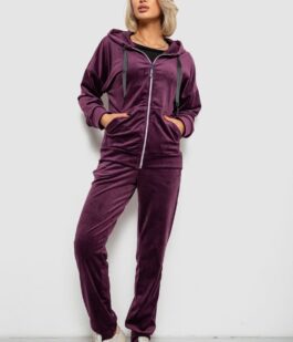 Спортивный костюм женский велюровый, цвет сливовый, 257R4122