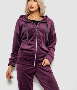 Спортивный костюм женский велюровый, цвет сливовый, 257R4122