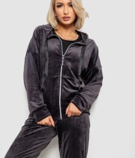 Спортивный костюм женский велюровый, цвет чернильный, 257R4122