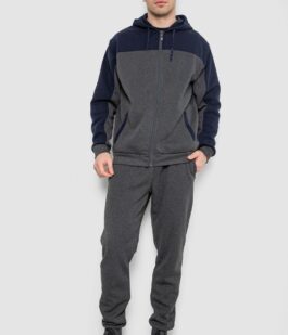 Спортивный костюм мужской на флисе, цвет серо-синий, 244R9140